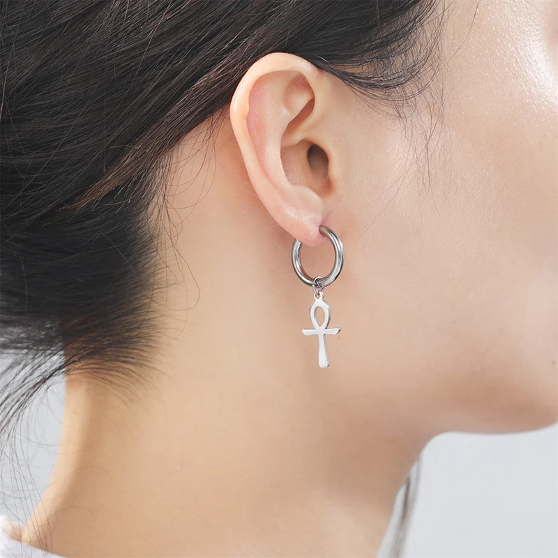 Ankh huggie earrings
