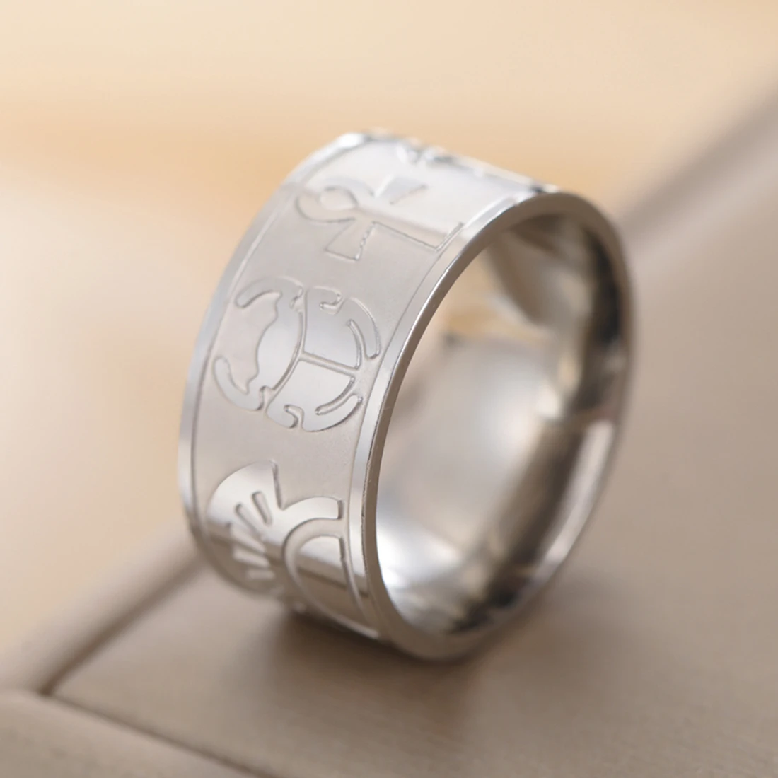 Egyptian symbols band ring