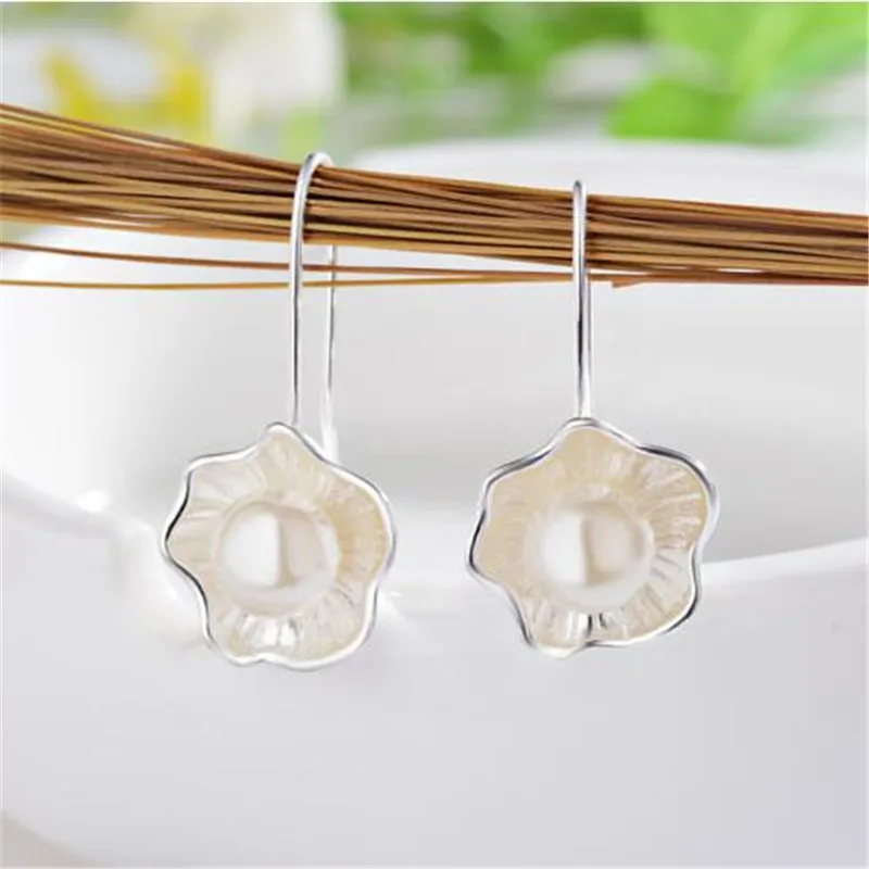 Lotus pearl drop earrings