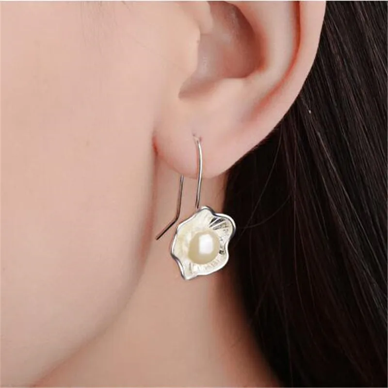 Lotus pearl drop earrings