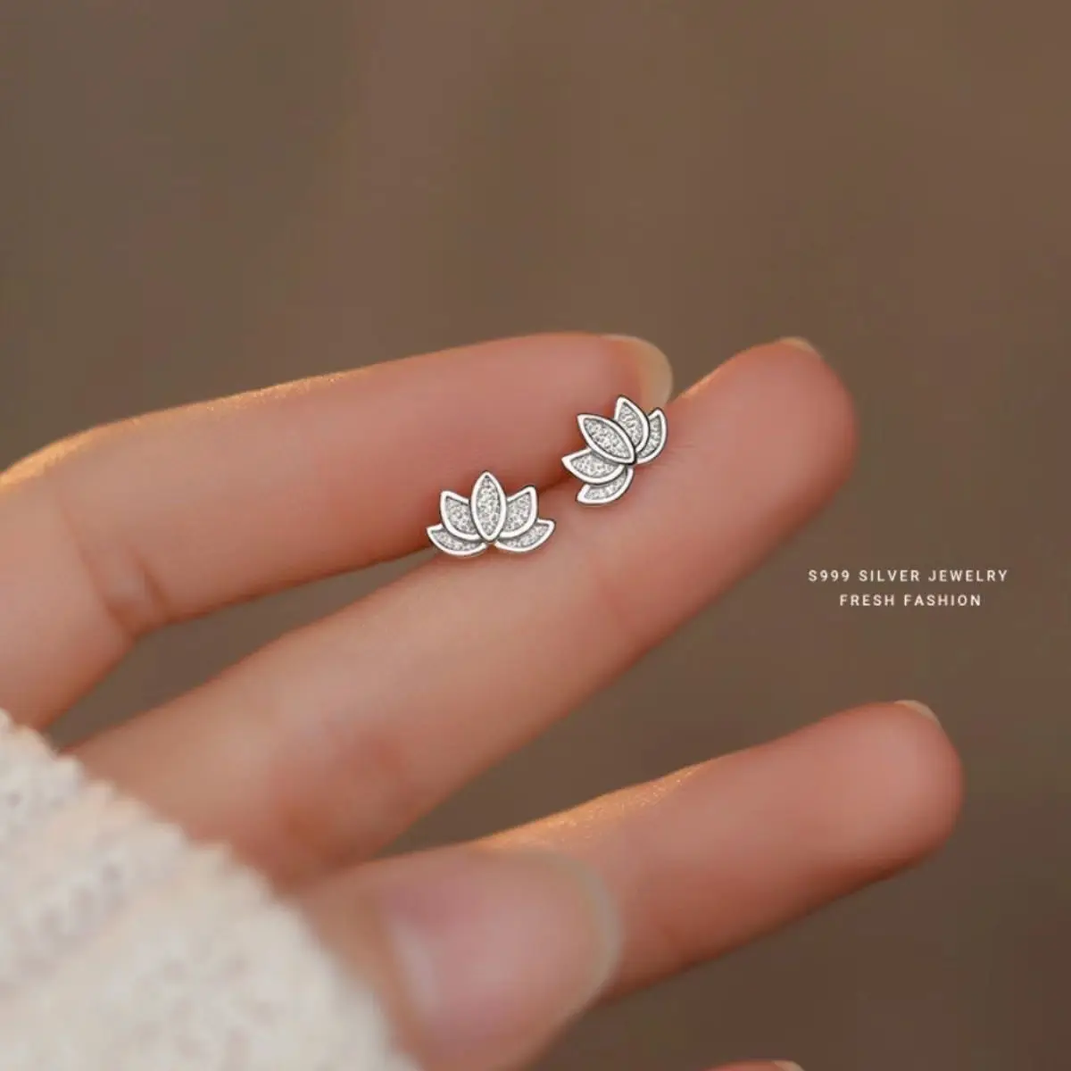 Lotus stud earrings