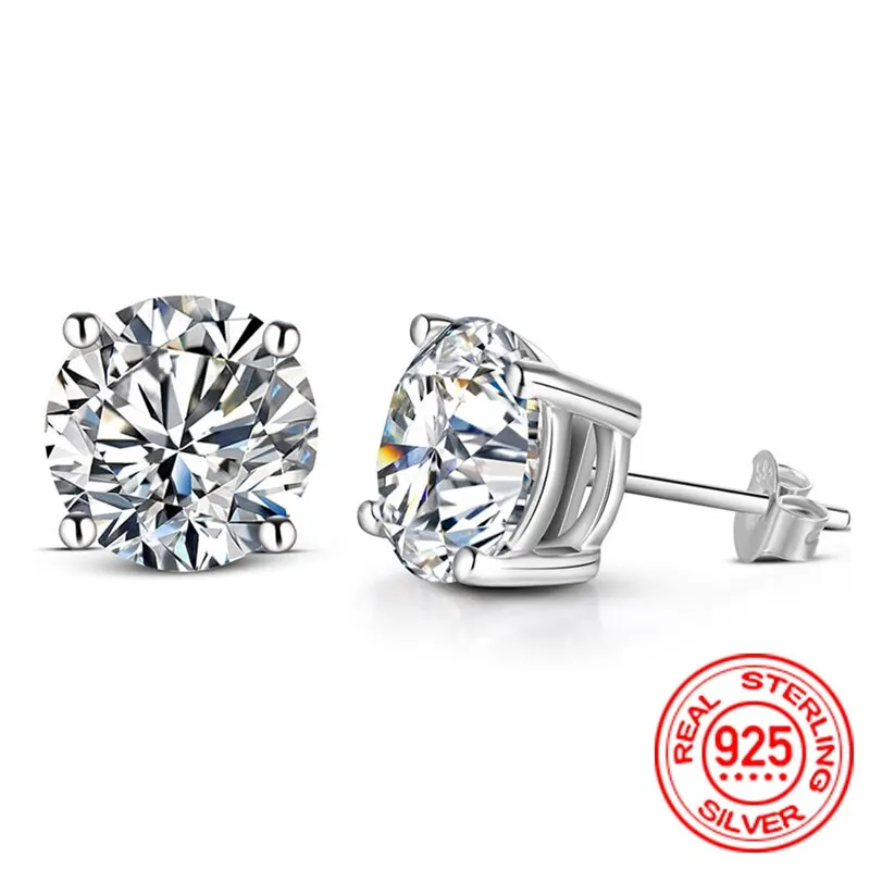 Sterling silver solitaire stud earrings