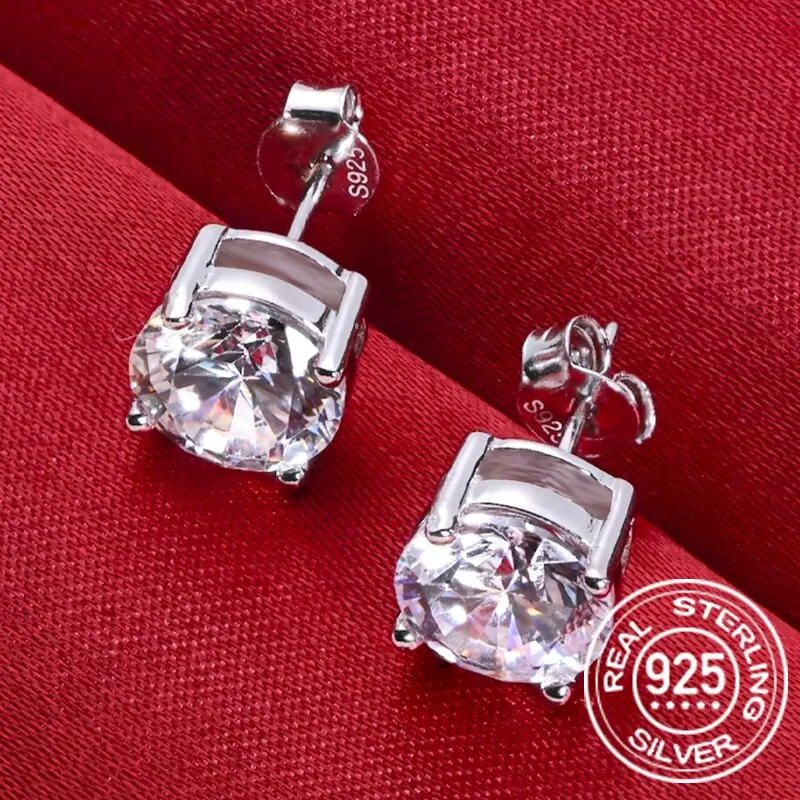 Sterling silver solitaire stud earrings