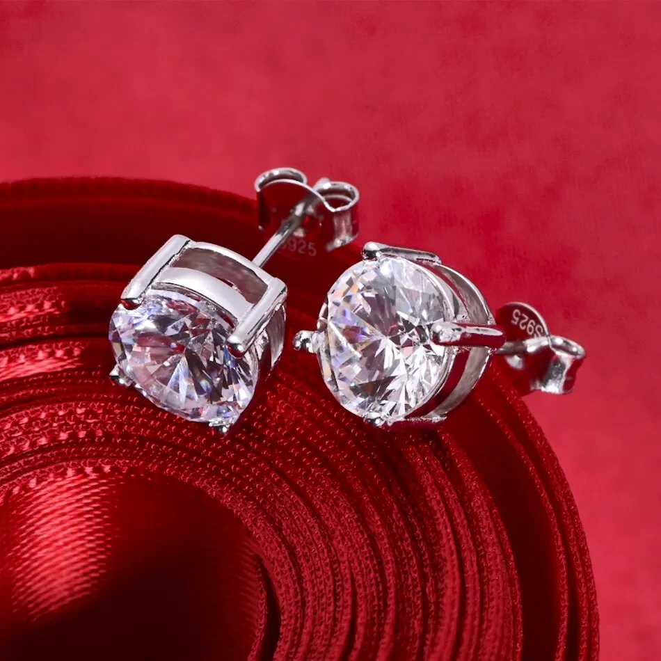 Sterling silver solitaire stud earrings