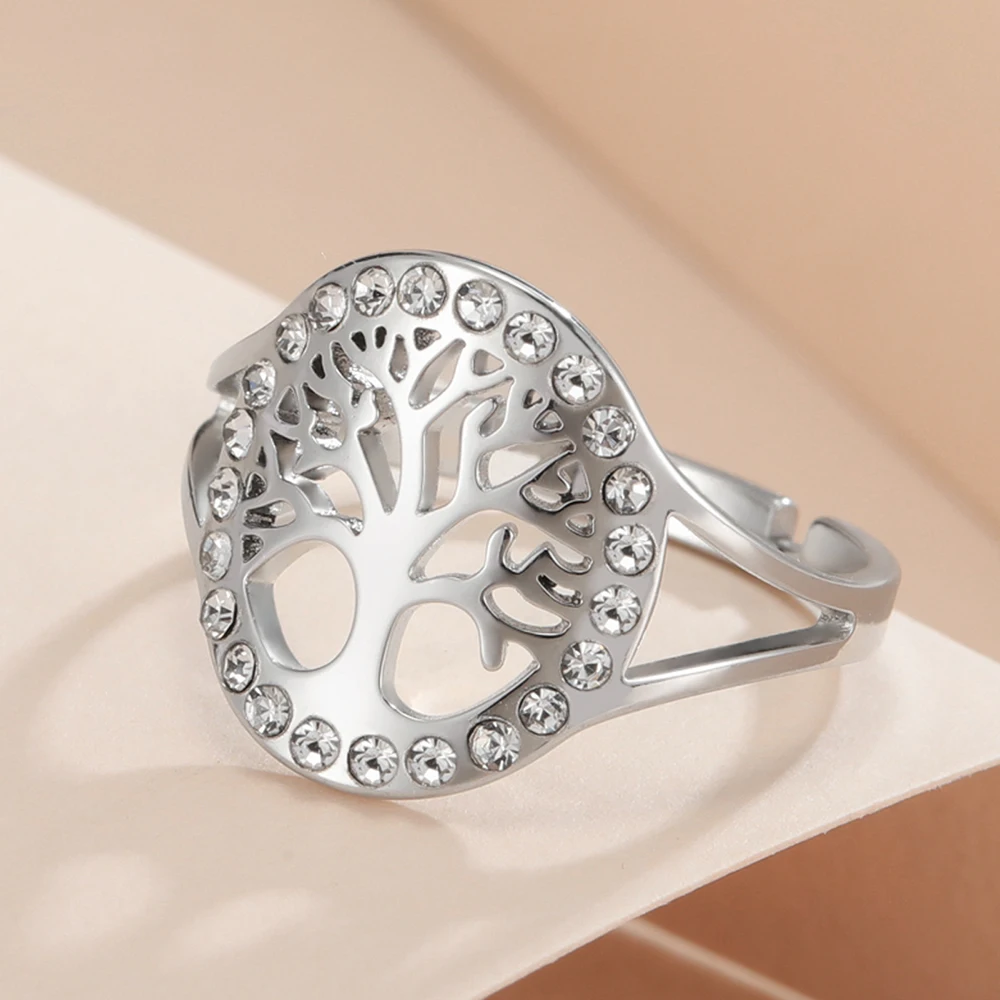Tree of life ring with crystals