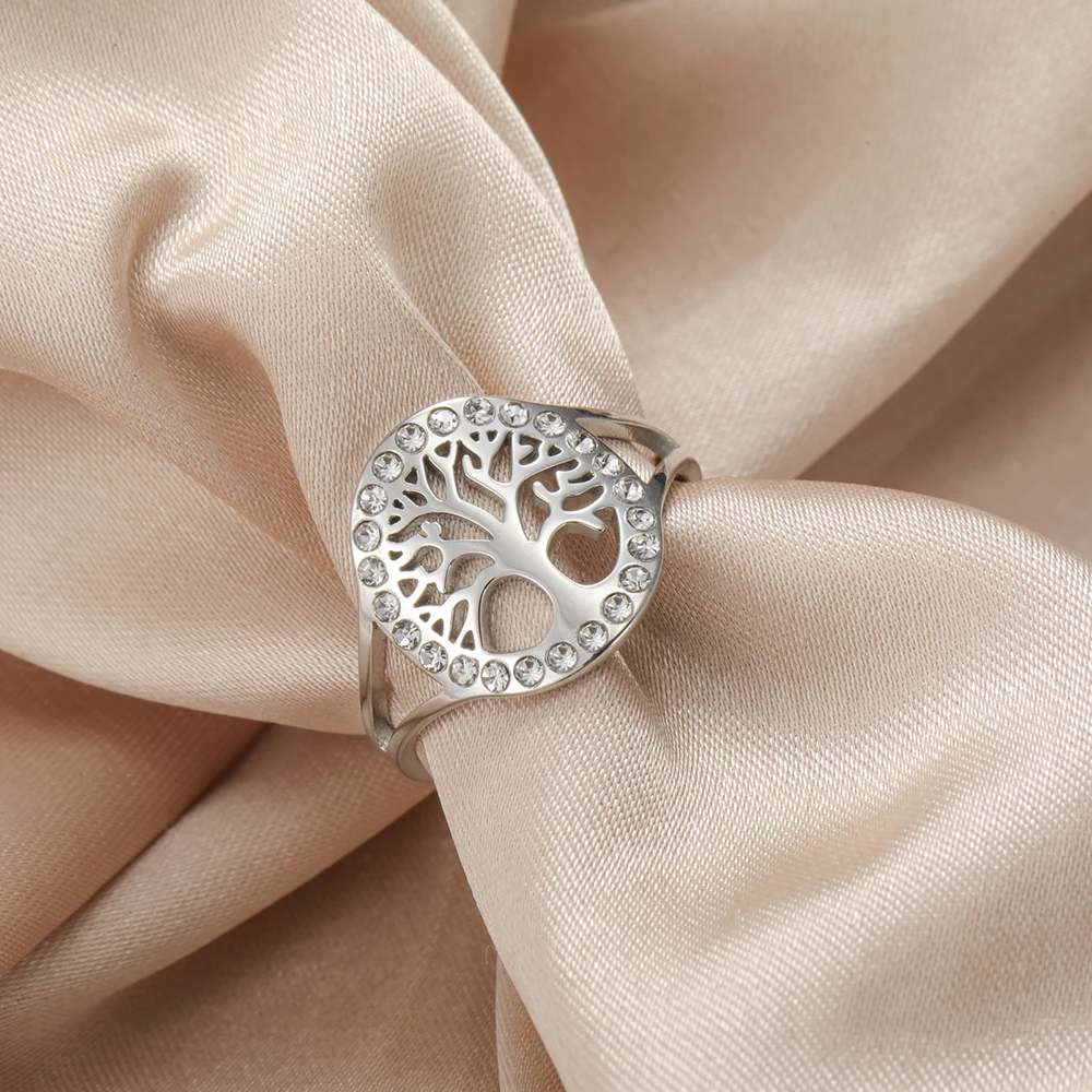 Tree of life ring with crystals
