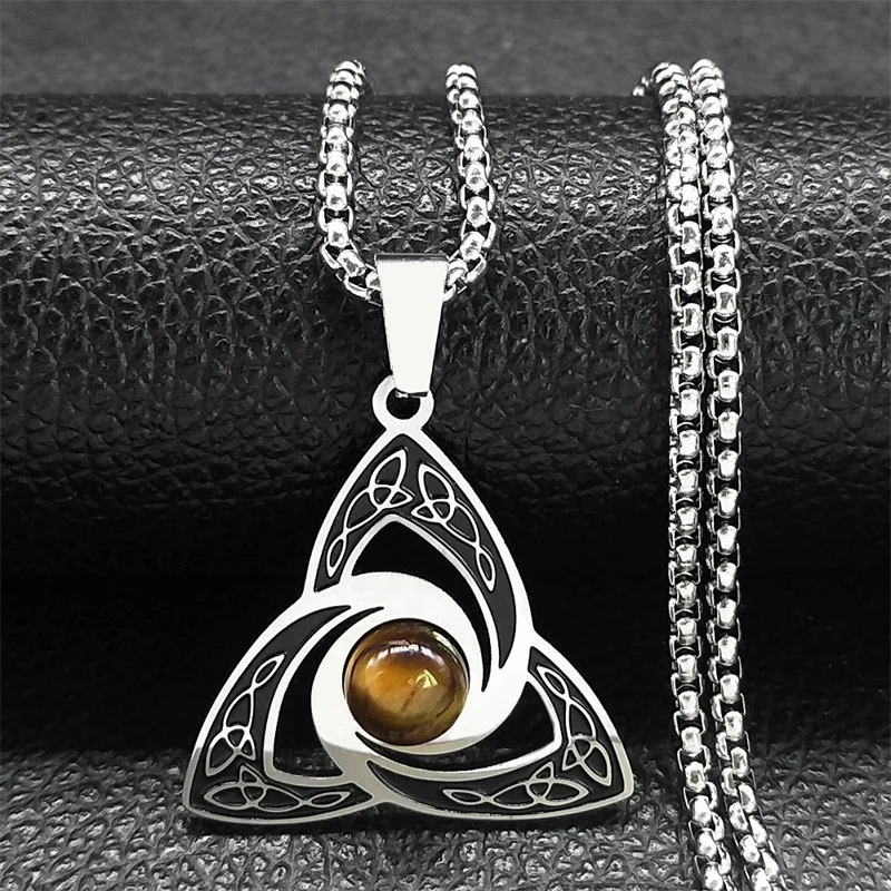 Triquetra pendant with tiger's eye