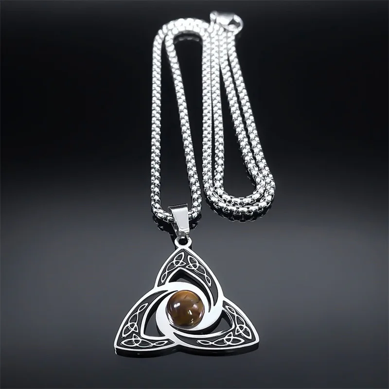 Triquetra pendant with tiger's eye