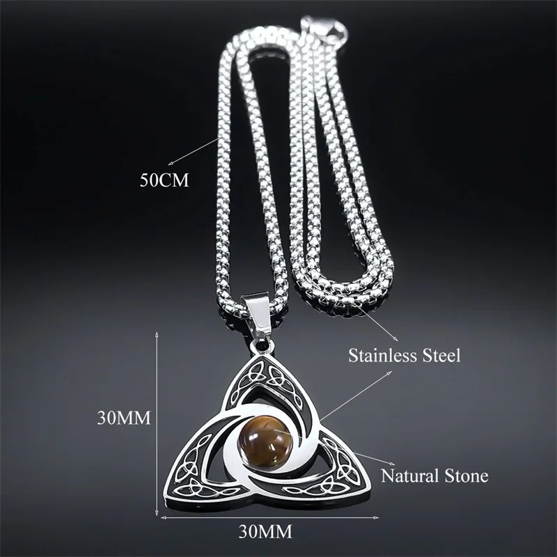 Triquetra pendant with tiger's eye