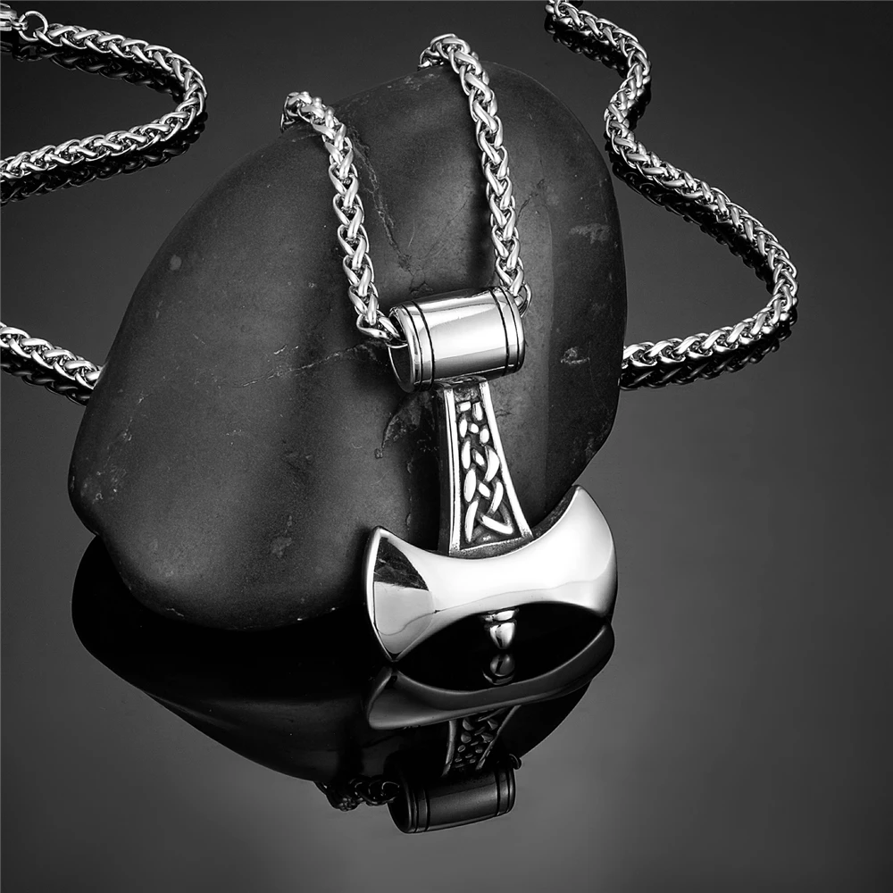 Viking axe pendant with runes